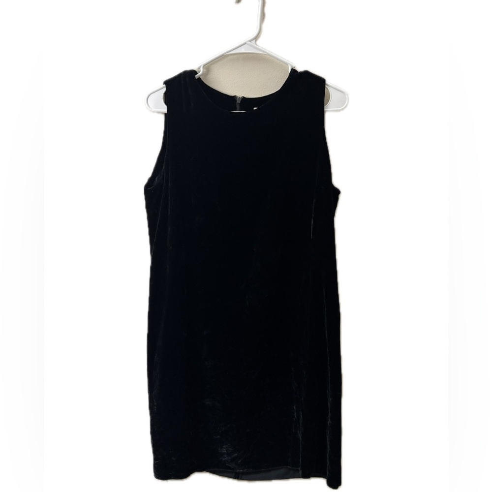 Vintage 90s-Y2K GAP Black Crushed Velvet Dress Size 8 |Minimalist Slip Style